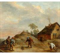 ARToPHIIU Famous Painting Picture Art Print Canvas Prints Art Men Playing At Bowls by David Teniers the Younger Oil Painting Artwork for Home Decor 60x90cm