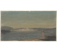 ARToPHIIU Famous Painting Picture Art Print Canvas Prints Art Night View of a Seaport by Frederic Edwin Church Oil Painting Artwork for Home Decor 60x90cm