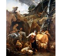 ARToPHIIU Famous Painting Picture Art Print Canvas Prints Art Peasants in a Landscape Outside a Mine by Nicolaes Pietersz Berchem Oil Painting Artwork for Home Decor 60x90cm