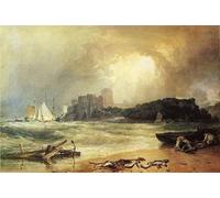 ARToPHIIU Famous Painting Picture Art Print Canvas Prints Art Pembroke Caselt South Wales: Thunder Storm Approaching Mallord William Turner Oil Painting Artwork for Home Decor 60x90cm