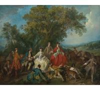 ARToPHIIU Famous Painting Picture Art Print Canvas Prints Art Picnic After the Hunt by Nicolas Lancret Oil Painting Artwork for Home Decor 60x90cm