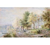 ARToPHIIU Famous Painting Picture Art Print Canvas Prints Art Receiving Guests by Edward Lamson Henry Oil Painting Artwork for Home Decor 60x90cm