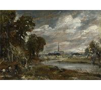 ARToPHIIU Famous Painting Picture Art Print Canvas Prints Art Salisbury Cathedral From the River Nadder by John Constable Oil Painting Artwork for Home Decor 60x90cm
