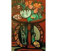 ARToPHIIU Famous Painting Picture Art Print Canvas Prints Art Still Life with Orange Pink Orchids by Max Beckmann Oil Painting Artwork for Home Decor 60x90cm
