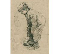 ARToPHIIU Famous Painting Picture Art Print Canvas Prints Art Study of the figure of a small boy for 'Boys Making a Fire' Sir George Clausen Oil Painting Artwork for Home Decor 60x90cm