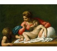 ARToPHIIU Famous Painting Picture Art Print Canvas Prints Art the Lady and Sleeping Child with Saint the Baptist Il Silenzio by Annibale Carracci Oil Painting Artwork for Home Decor 60x90cm