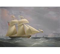 ARToPHIIU Famous Painting Picture Art Print Canvas Prints Art the Topsail Schooner amy Stockdale off Dover by William Huggins Oil Painting Artwork for Home Decor 60x90cm