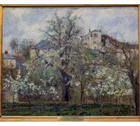 ARToPHIIU Famous Painting Picture Art Print Canvas Prints Art Vegetable Garden and Trees in Bloom in Spring by Camille Jacob Pissarro Oil Painting Artwork for Home Decor 60x90cm