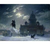 ARToPHIIU Famous Painting Picture Art Print Canvas Prints Art View of the Monument to Peter the Great in Senate Square St Petersburg by Vasilij Ivanovic Surikov for Home Decor 60x90cm