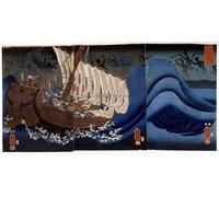 ARToPHIIU Famous Painting Picture Art Print Canvas Prints Art Yoshitsune Minamoto Attacked by the Spectra of the Killed Enemies by Utagawa Kuniyoshi Oil Painting Artwork for Home Decor 60x90cm