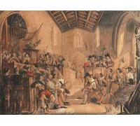 ARToPHIIU Vintage Canvas Painting Print Artwork Poster Print Artwork a Roundhead Conventicle a Scene From by John Everett Millais Picture on Canvas for Home Decor 60x90cm