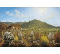 ARToPHIIU Vintage Canvas Painting Print Artwork Poster Print Artwork a View of the Artist's House and Garden in Mills Plains Van Diemen's Land by Glover Picture on Canvas for Home Decor 60x90cm