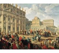 ARToPHIIU Vintage Canvas Painting Print Artwork Poster Print Artwork Charles De Bourbon Visiting Pope Benedict Xiv At St Peter's by Paolo Pannini Picture on Canvas for Home Decor 60x90cm