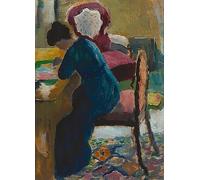 ARToPHIIU Vintage Canvas Painting Print Artwork Poster Print Artwork Elisabeth At Her Desk by August Macke Picture on Canvas for Home Decor 60x90cm