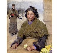 ARToPHIIU Vintage Canvas Painting Print Artwork Poster Print Artwork Flora the Gypsy Flower Seller by Sir George Clausen Picture on Canvas for Home Decor 60x90cm