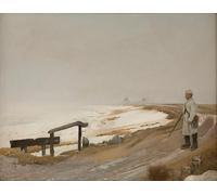 ARToPHIIU Vintage Canvas Painting Print Artwork Poster Print Artwork Foggy Winters Day Karrebæksminde by Laurits Andersen Ring Picture on Canvas for Home Decor 60x90cm