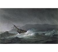 ARToPHIIU Vintage Canvas Painting Print Artwork Poster Print Artwork Loss of the Blanche off Abrevack Th March by Whitcombe Picture on Canvas for Home Decor 60x90cm