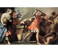 ARToPHIIU Vintage Canvas Painting Print Artwork Poster Print Artwork Moses Defending the Daughters of Jethro by Ricci Picture on Canvas for Home Decor 60x90cm
