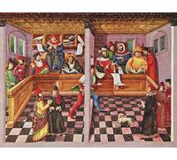 ARToPHIIU Vintage Canvas Painting Print Artwork Poster Print Artwork Ms Lat Fol.v Tribunal of the Scientists by Cristoforo De Predis Picture on Canvas for Home Decor 60x90cm