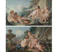 ARToPHIIU Vintage Canvas Painting Print Artwork Poster Print Artwork Music and Dance and Cupids in Conspiracy by François Boucher Picture on Canvas for Home Decor 60x90cm