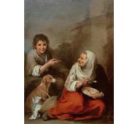 ARToPHIIU Vintage Canvas Painting Print Artwork Poster Print Artwork Old Woman Mocked a Boy by Bartolomé Esteban Murillo Picture on Canvas for Home Decor 60x90cm