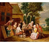ARToPHIIU Vintage Canvas Painting Print Artwork Poster Print Artwork Outside the Inn by Jan Havickszoon Steen Picture on Canvas for Home Decor 60x90cm