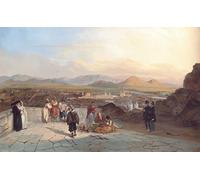 ARToPHIIU Vintage Canvas Painting Print Artwork Poster Print Artwork Santiago De Chile From the Hill of Santa Lucia Looking West by Johann Moritz Rugendas Picture on Canvas for Home Decor 60x90cm