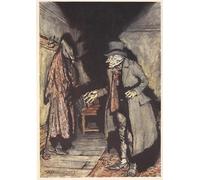 ARToPHIIU Vintage Canvas Painting Print Artwork Poster Print Artwork Scrooge in His House At Night by Arthur Rackham Picture on Canvas for Home Decor 60x90cm