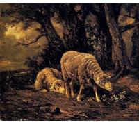 ARToPHIIU Vintage Canvas Painting Print Artwork Poster Print Artwork Sheep in a Forest by Charles Emile Jacque Picture on Canvas for Home Decor 60x90cm