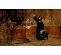 ARToPHIIU Vintage Canvas Painting Print Artwork Poster Print Artwork Sketch for Columbus Before the Council of Salamanca by William Merritt Picture on Canvas for Home Decor 60x90cm