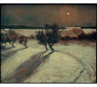 ARToPHIIU Vintage Canvas Painting Print Artwork Poster Print Artwork Snowy Landscape in the Moonlight by Max Beckmann Picture on Canvas for Home Decor 60x90cm