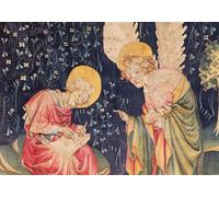 ARToPHIIU Vintage Canvas Painting Print Artwork Poster Print Artwork St with an Angel Detail of No. From the Apocalypse of Angers by Nicolas Bataille Picture on Canvas for Home Decor 60x90cm