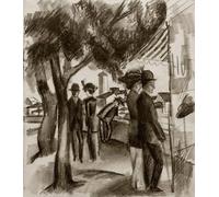 ARToPHIIU Vintage Canvas Painting Print Artwork Poster Print Artwork Strollers Under Trees by August Macke Picture on Canvas for Home Decor 60x90cm