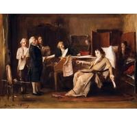 ARToPHIIU Vintage Canvas Painting Print Artwork Poster Print Artwork the Death of Mozart by Mihaly Munkacsy Picture on Canvas for Home Decor 60x90cm