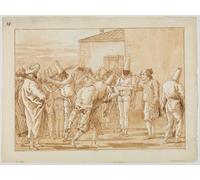 ARToPHIIU Vintage Canvas Painting Print Artwork Poster Print Artwork the Flogging of Punchinello by Battista Tiepolo Picture on Canvas for Home Decor 60x90cm