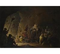 ARToPHIIU Vintage Canvas Painting Print Artwork Poster Print Artwork the Rich Man Being Led to Hell by David Teniers the Younger Picture on Canvas for Home Decor 60x90cm