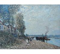 ARToPHIIU Vintage Canvas Painting Print Artwork Poster Print Artwork the Tug on the Loing Saint Mammès by Alfred Sisle Picture on Canvas for Home Decor 60x90cm