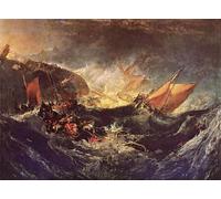 ARToPHIIU Vintage Canvas Painting Print Artwork Poster Print Artwork the Wreck of a Transport Ship by Mallord William Turner Picture on Canvas for Home Decor 60x90cm