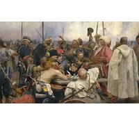 ARToPHIIU Vintage Canvas Painting Print Artwork Poster Print Artwork the Zaporozhye Cossacks Replying to the Sultan by Il'ya Repin Picture on Canvas for Home Decor 60x90cm