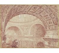 ARToPHIIU Vintage Canvas Painting Print Artwork Poster Print Artwork View of the Vaulting of St Peters Taken From an Upper Cornice by Hubert Robert Picture on Canvas for Home Decor 60x90cm