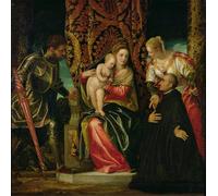 ARToPHIIU Vintage Canvas Painting Print Artwork Poster Print Artwork Virgin and Child Between St Justine and St George with a Benedictine Monk by Paolo Veronese for Home Decor 60x90cm