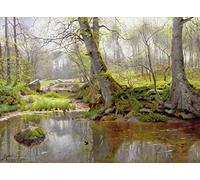 ARToPHIIU Vintage Canvas Painting Print Artwork Poster Print Artwork Woodland Pond by Peder Monsted Picture Print on Canvas for Wall Decor 60x90cm
