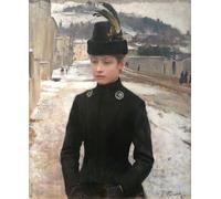 ARToPHIIU Vintage Canvas Painting Print Artwork Poster Print Artwork Young Woman From Nancy in a Snowy Landscape by Emile Friant Picture on Canvas for Home Decor 60x90cm