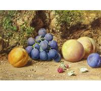 ARToPHIIU Vintage Wall Artwork Paintings Picture Artwork Poster Black Grapes Peaches Apricots and Raspberries by William Henry Hunt Art Painting Picture for Home Decor 60x90cm