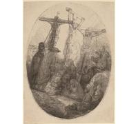 ARToPHIIU Vintage Wall Artwork Paintings Picture Artwork Poster Christ crucified between the two thieves: an oval plate by Rembrandt van Rijn Art Painting Picture for Home Decor 60x90cm