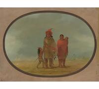 ARToPHIIU Vintage Wall Artwork Paintings Picture Artwork Poster Copper Chief His Wife and Children by George Catlin Art Painting Picture for Home Decor 60x90cm