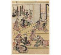 ARToPHIIU Vintage Wall Artwork Paintings Picture Artwork Poster New Year s Days At the Teahouse Ogi-ya by Katsushika Hokusai Art Painting Picture for Home Decor 60x90cm
