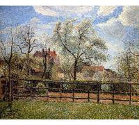 ARToPHIIU Vintage Wall Artwork Paintings Picture Artwork Poster Pear Trees and Flowers At Eragny Morning by Camille Jacob Pissarro Art Painting Picture for Home Decor 60x90cm