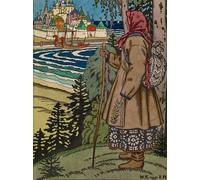 ARToPHIIU Vintage Wall Artwork Paintings Picture Artwork Poster Peasant Girl Illustration to the Book Contes De Lisba by Ivan Yakovlevich Bilibin Art Painting Picture for Home Decor 60x90cm