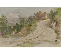ARToPHIIU Vintage Wall Artwork Paintings Picture Artwork Poster Road in an Italian Mountain Landscape by Famous Painter Art Painting Picture for Home Decor 60x90cm